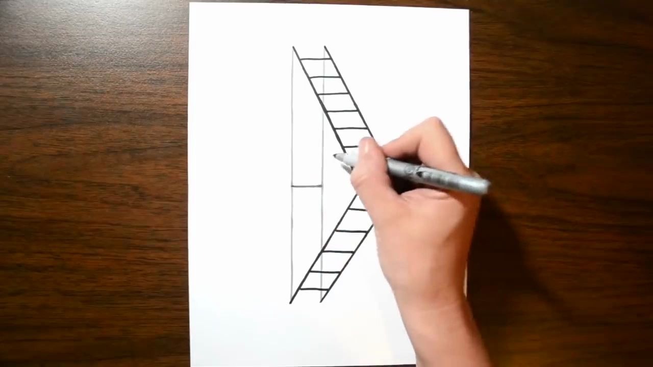 3d梯子的画法-怎么画3d梯子画简单图片