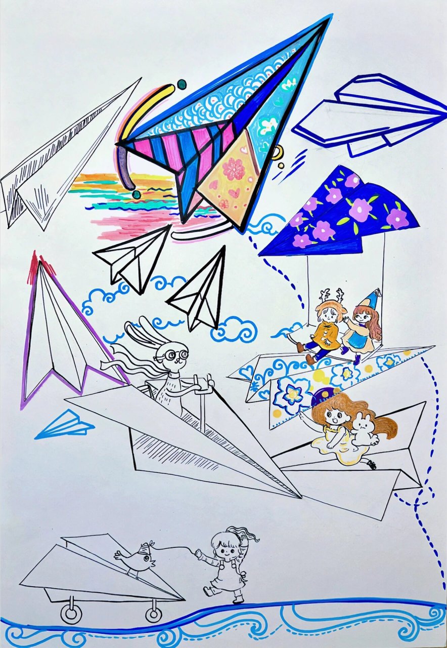 纸飞机的绘画-纸飞机绘画图片获奖作品